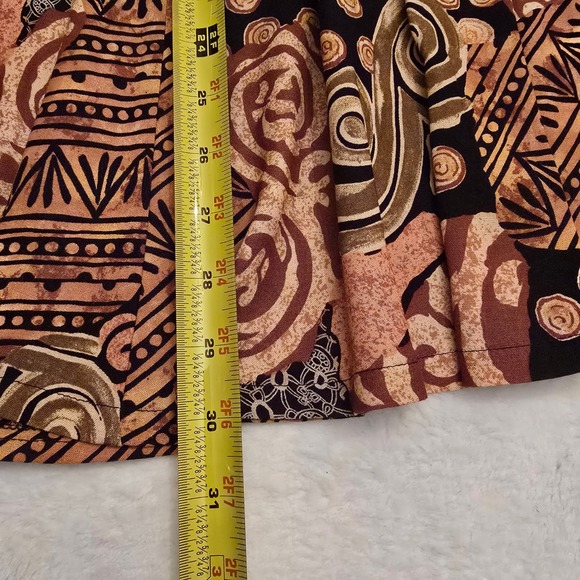 Koret Petites Patchwork Maxi Skirt 14 Petite Brown Black Rayon Vintage Style - Picture 6 of 7